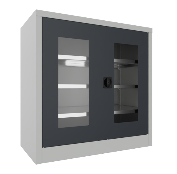 Pavoy Flügeltürenschrank mit Sichtfenstertüren 1000 x 500 x 1000 mm