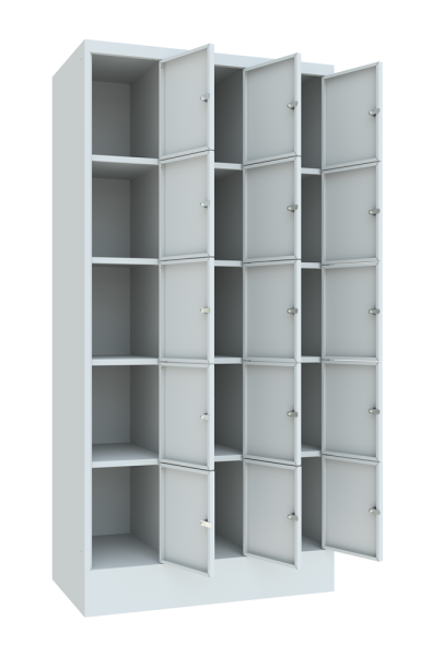 Pavoy Schließfachschrank 900 x 500 x 1850 mm, mit Sockel, 15 Fächer