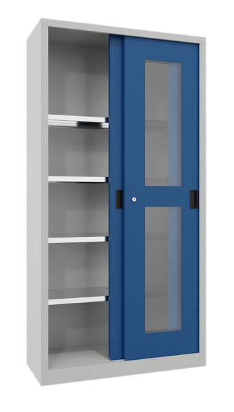 Pavoy Schiebetürenschrank mit Sichtfenstertüren 1000 x 500 x 1950 mm
