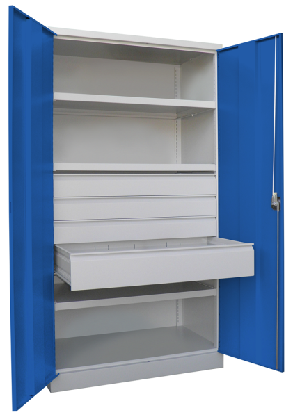 Pavoy Schwerlastschrank ohne Trennwand, 3 Böden, 4 Schubladen