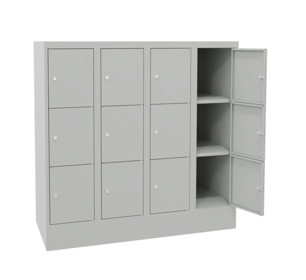 Pavoy Schließfachschrank 1200 x 500 x 1187 mm, Sichtfenstertüren, 12 Fächer