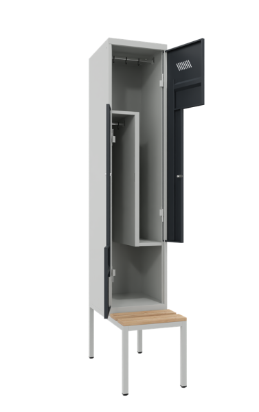 Pavoy Z-Kleiderschrank mit Sitzbankuntergestell 400 x 800 x 2150 mm