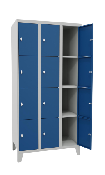 Pavoy Schließfachschrank 900 x 500 x 1850 mm, mit Füßen, 12 Fächer