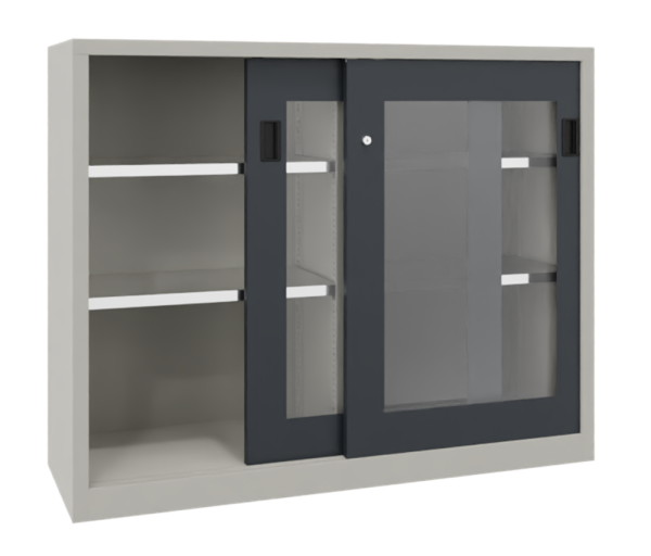 Pavoy Schiebetürenschrank mit Sichtfenstertüren 1500 x 500 x 1200 mm