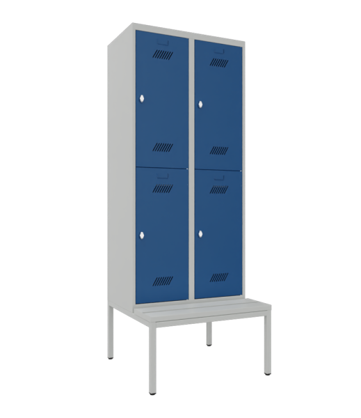 Pavoy Kleider-Schließfach-Schrank mit Sitzbankuntergestell 800 x 800 x 2150 mm