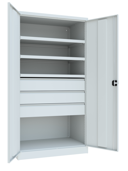 Pavoy Schwerlastschrank ohne Trennwand, 3 Böden, 3 Schubladen