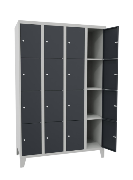 Pavoy Schließfachschrank 1200 x 500 x 1850 mm, mit Füßen, 16 Fächer