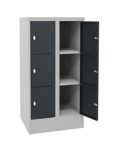 Pavoy Schließfachschrank 600 x 500 x 1187 mm, Vollblechtüren, 6 Fächer