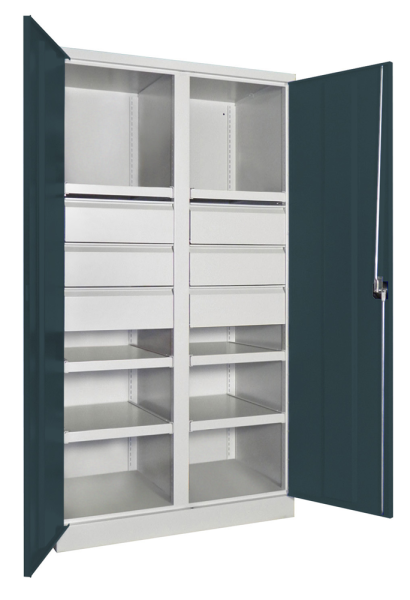 Pavoy Schwerlastschrank mit Trennwand, 6 Böden, 6 Schubladen