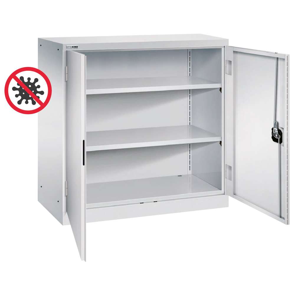Materialschrank, 1020 mm hoch, Antimikrobiell, 2 Fachböden