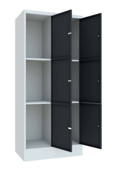 Pavoy Schließfachschrank 800 x 500 x 1850 mm, mit Sockel, 6 Fächer