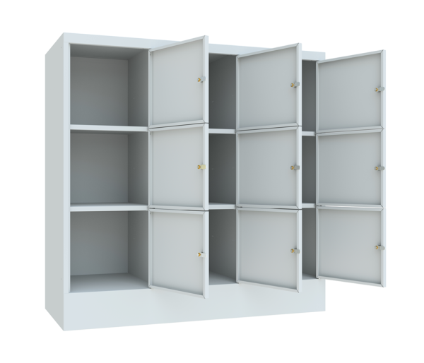 Pavoy Schließfachschrank 1200 x 500 x 1187 mm, Vollblechtüren, 9 Fächer