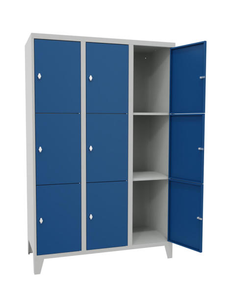 Pavoy Schließfachschrank 1200 x 500 x 1850 mm, mit Füßen, 9 Fächer