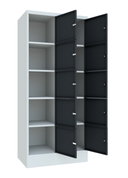 Pavoy Schließfachschrank 800 x 500 x 1850 mm, mit Sockel, 10 Fächer