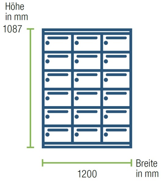 Pavoy Schließfach-Hängeschrank 1200 x 500 x 1087 mm