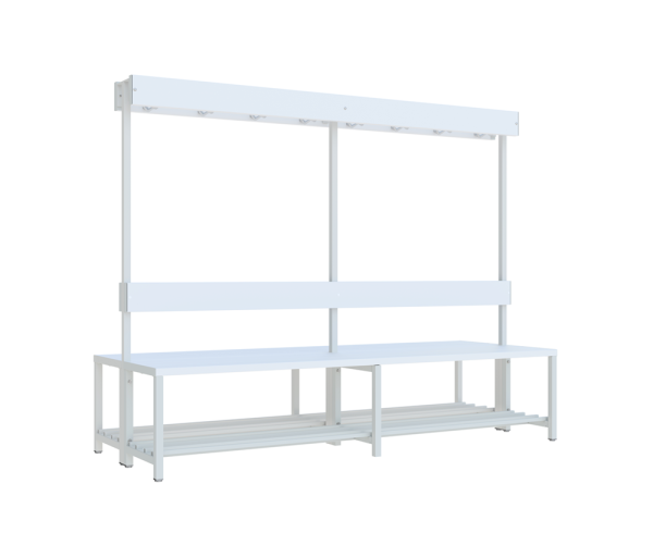 Pavoy Garderoben-Sitzbank 2000 mm, doppelseitig, mit Schuhrost