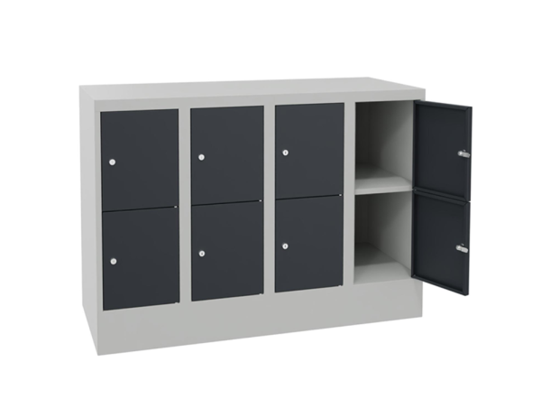 Pavoy Schließfachschrank 1600 x 500 x 855 mm, Sichtfenstertüren, 8 Fächer