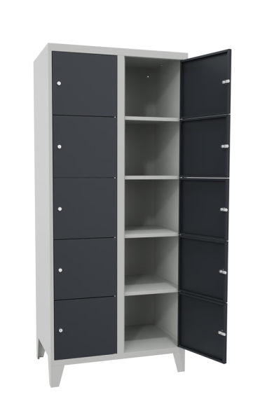 Pavoy Schließfachschrank 800 x 500 x 1850 mm, mit Füßen, 10 Fächer