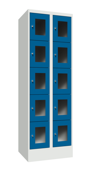 Pavoy Schließfachschrank 800 x 500 x 1850 mm, Sichtfenstertüren, 10 Fächer