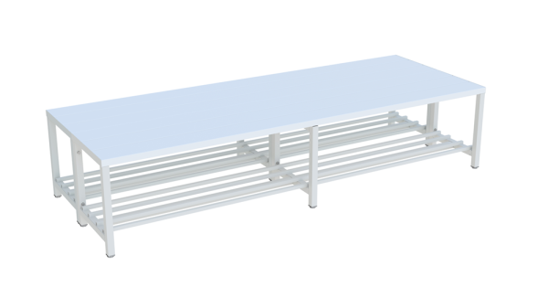 Pavoy Umkleidesitzbank 2000 mm, doppelseitig, mit Schuhrost