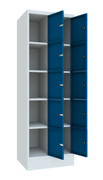 Pavoy Schließfachschrank 600 x 500 x 1850 mm, mit Sockel, 10 Fächer