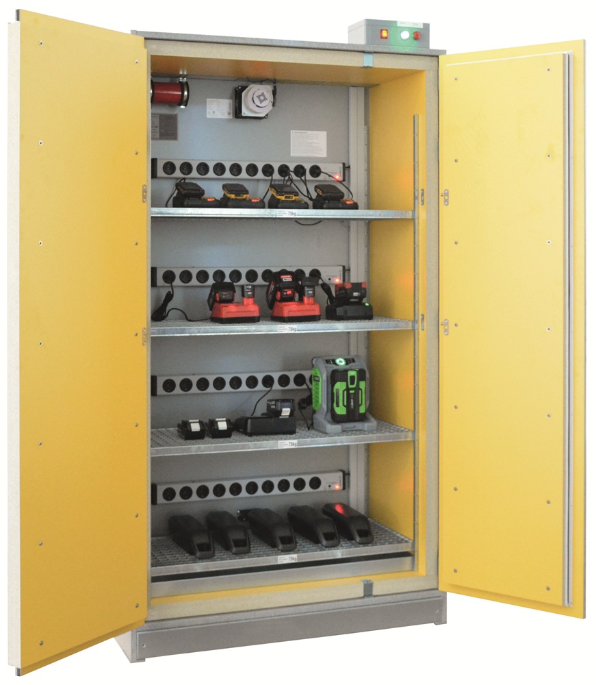 Lithium-Ionen-Sicherheitsschrank mit Feuerwiderstandsklasse F90 mit halber Höhe