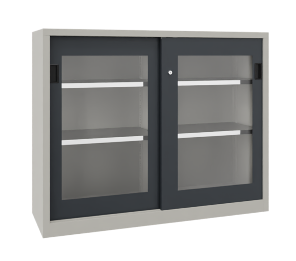 Pavoy Schiebetürenschrank mit Sichtfenstertüren 1000 x 500 x 1200 mm