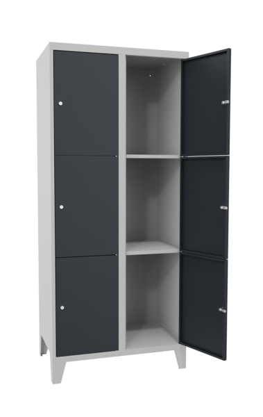 Pavoy Schließfachschrank 800 x 500 x 1850 mm, mit Füßen, 6 Fächer