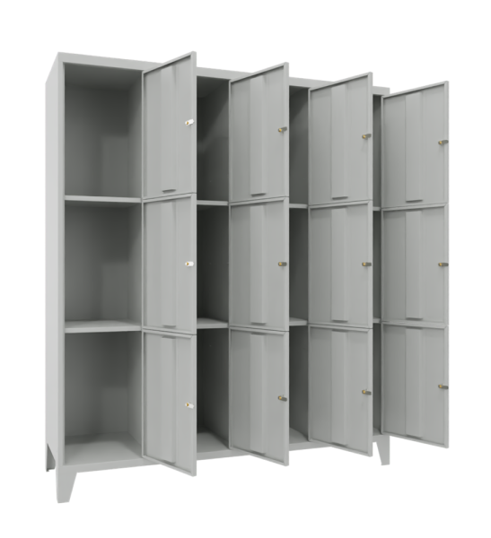 Pavoy Schließfachschrank 1600 x 500 x 1850 mm, mit Füßen, 12 Fächer