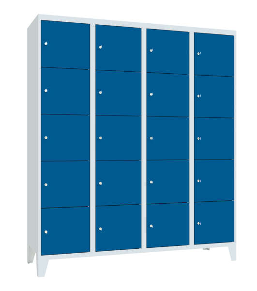 Pavoy Schließfachschrank 1600 x 500 x 1850 mm, mit Füßen, 20 Fächer